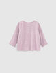 Lila Babymädchenshirt mit gestickter Matrosenmütze-3