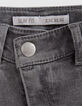 Graue SLIM-Mädchenjeans mit asymmetrischem Reißverschluss-6