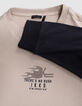 Camiseta beige algodón mangas trampantojo niño-5