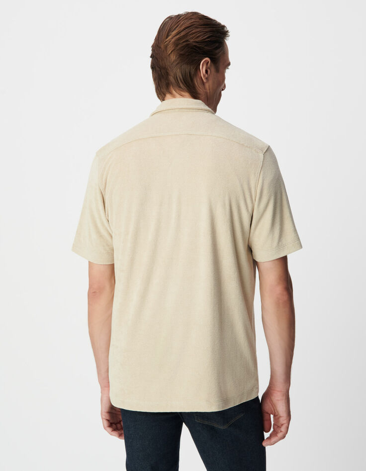 Beiges REGULAR-Herrenhemd Frottee Kurzarm-3 Beiges REGULAR-Herrenhemd Frottee Kurzarm-3