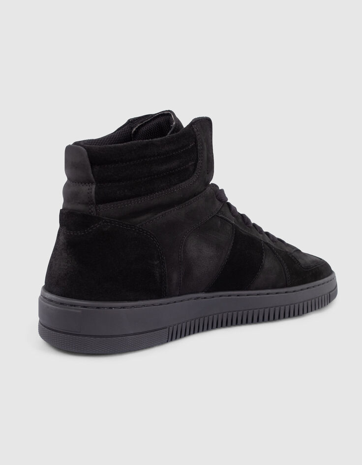 Sneakers noires montantes en cuir et cuir velours Homme-6