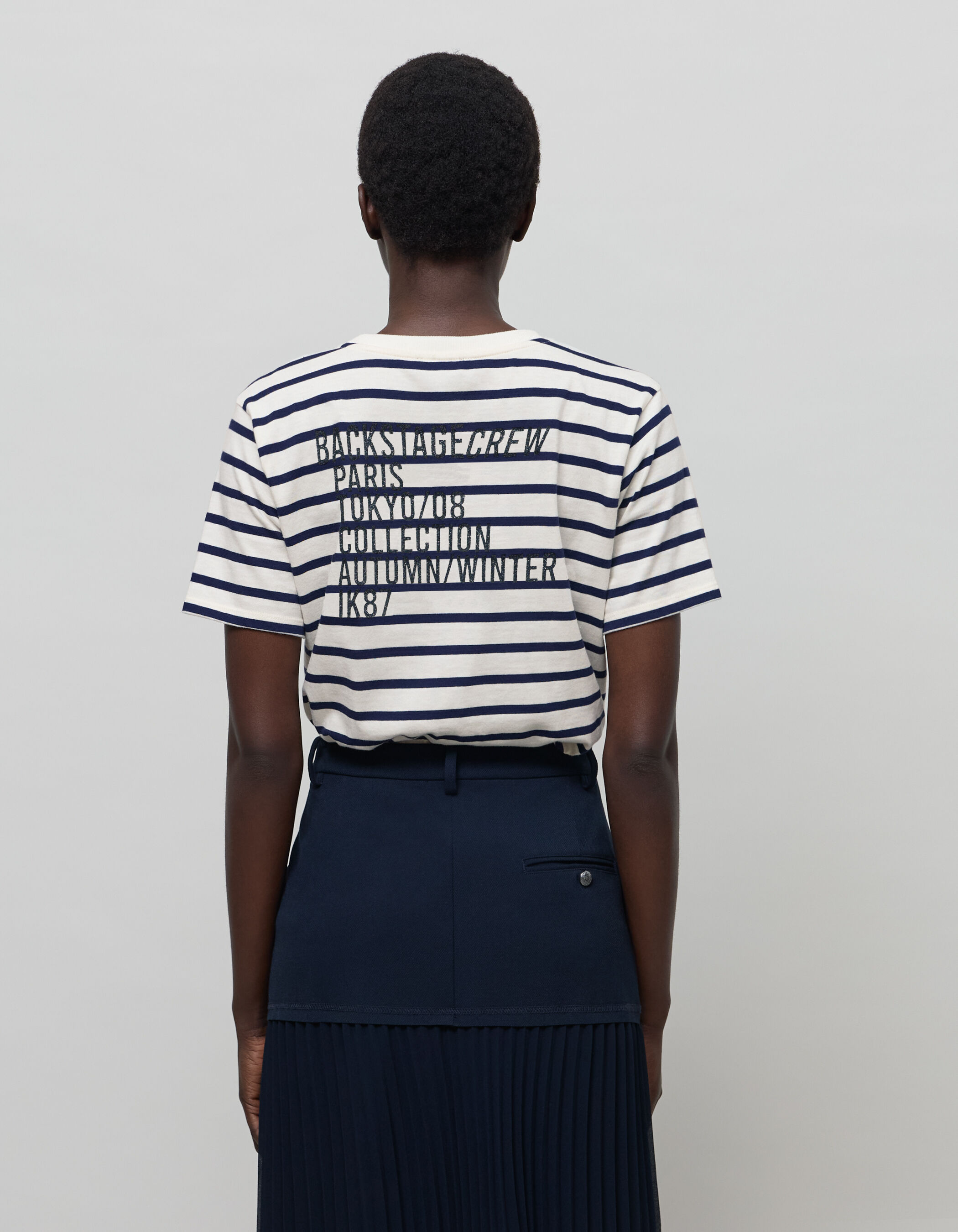 Camiseta marinera mensaje de purpurina para mujer espalda IKKS