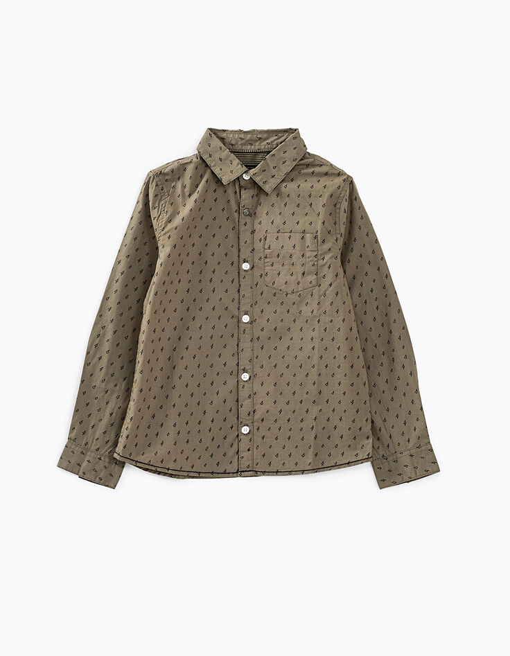 Chemise kaki moyen imprimé éclairs garçon-1 Chemise kaki moyen imprimé éclairs garçon-1