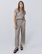 Goudkleurige cropped top plissé Dames-12