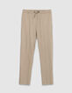 Jogpant de costume beige fonc&eacute; lin m&eacute;lang&eacute; Homme-6