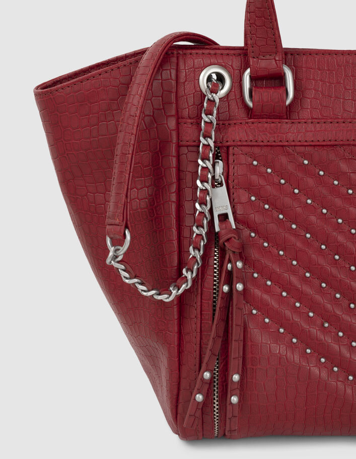 Rote Damencabastasche 1440 Medium, Leder mit Krokoprägung - IKKS