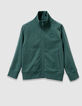 Cardigan zippé vert ganses rayées manches garçon-6