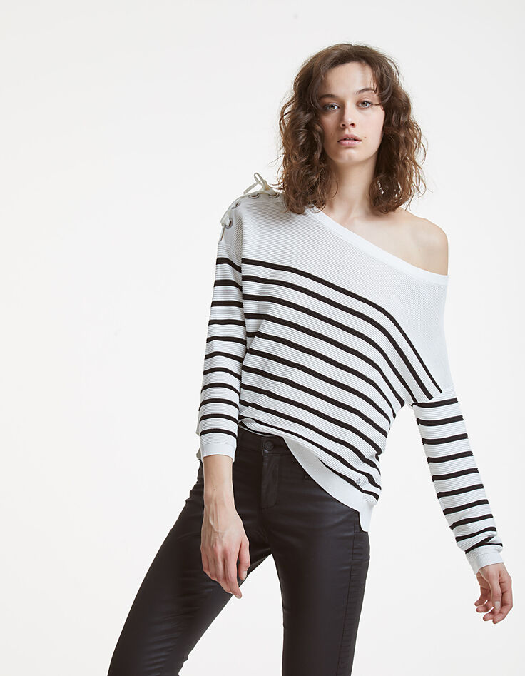 Pull marinière lacet femme-3