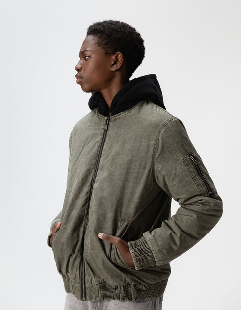 Blouson blomber kaki capuche amovible garçon - IKKS
