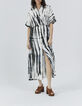 Robe chemise longue noire imprimé tie and dye Femme-1