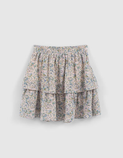 Girls’ violet flowery print LENZING™ ECOVERO™ skirt - IKKS