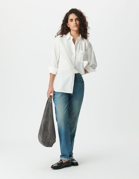 Weißes Oversize-Damen-Langarmhemd - IKKS