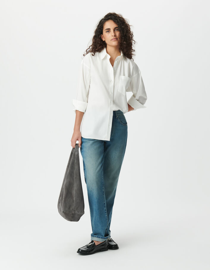 Chemise manches longues blanche oversize Femme IKKS