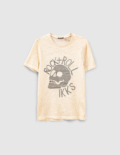 Boys’ wheat organic T-shirt with embroidered skull - IKKS