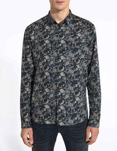 Chemise SLIM noire imprimé floral Rock Homme - IKKS