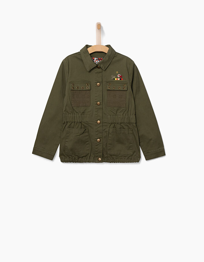Girls’ khaki safari jacket, Peace & Love back - IKKS