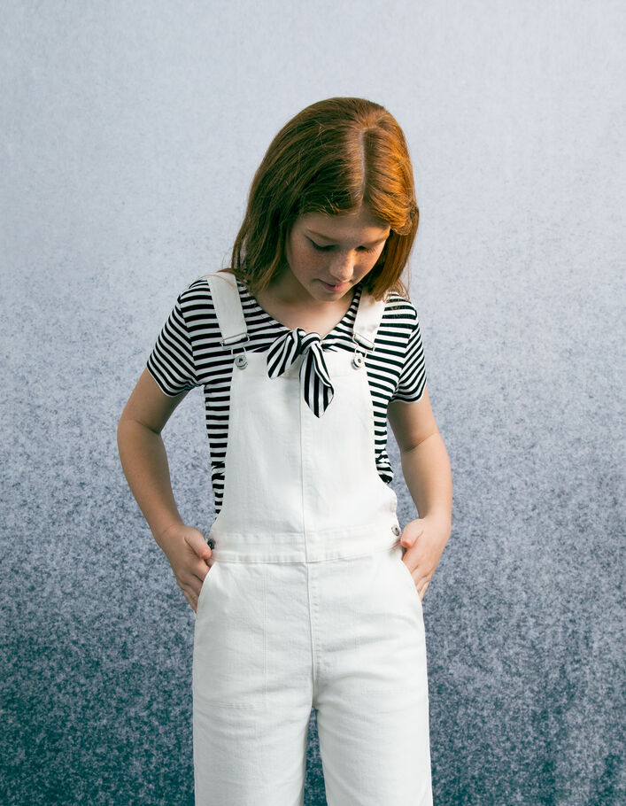 Salopette denim blanc cassé