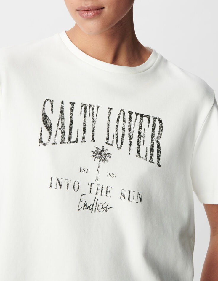 Women's white organic cotton message round neck t-shirt-4