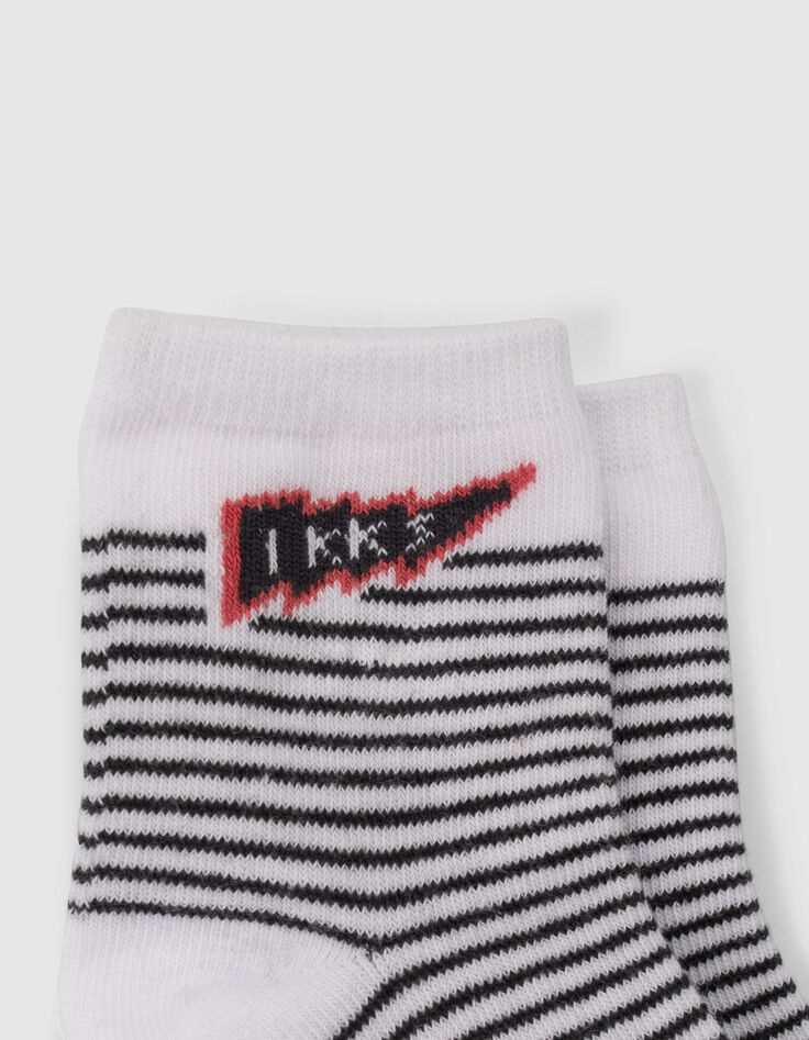 Graue, rote und weiß gestreifte Socken für Babyjungen-6