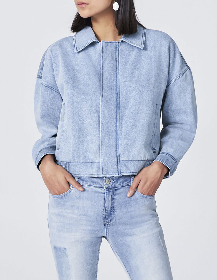 Women's patched-look organic denim jacket-1
