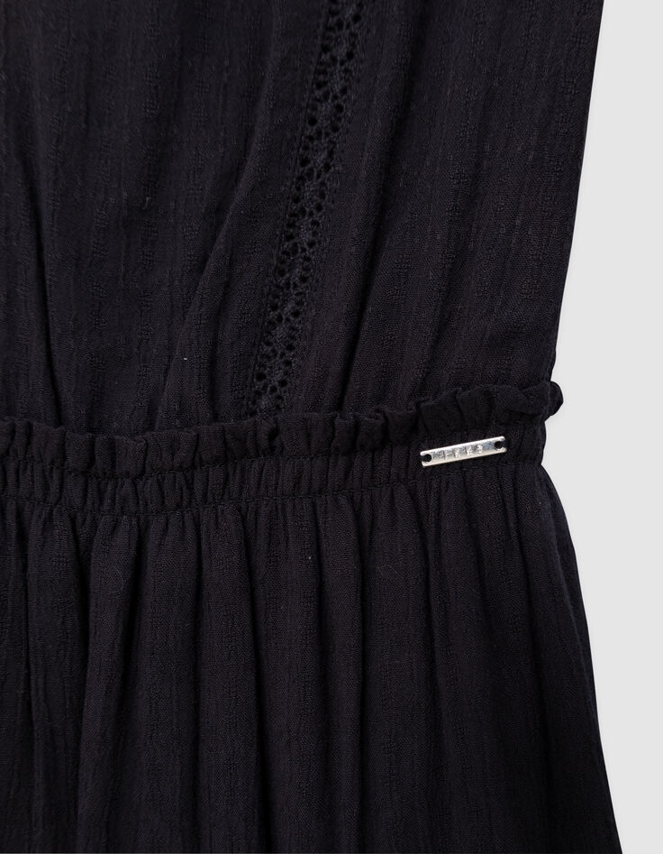 Robe noire jacquard gaufré fille-9