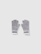 Graue Jungenstrickhandschuhe mit gestreiften Rippb&uuml;ndchen-3