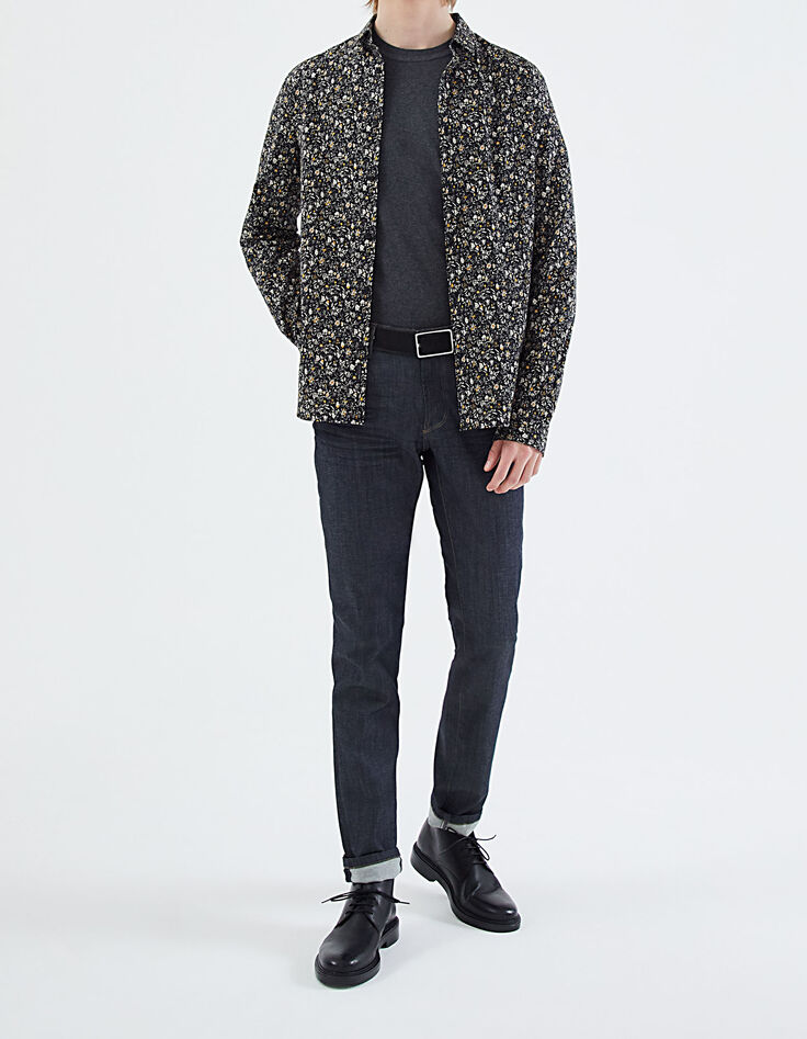 Men’s black flowery print SLIM shirt-7 Men’s black flowery print SLIM shirt-7