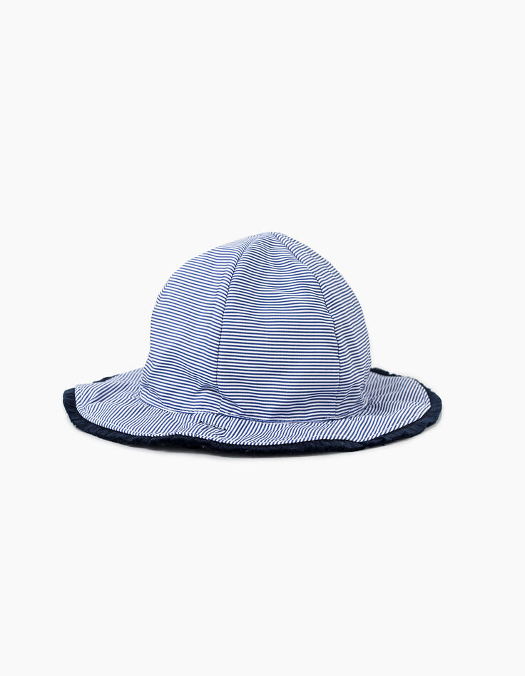 Chapeau réversible navy et rayé bébé fille-5