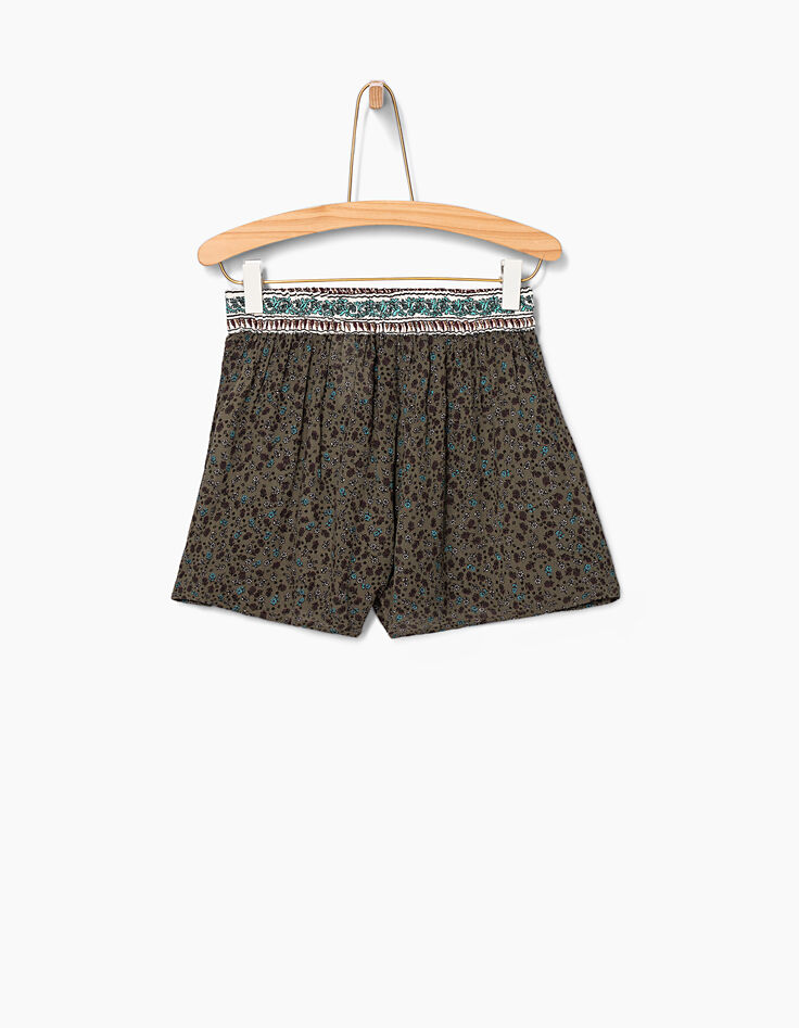 Short fluide kaki à imprimé fleurs fille -4