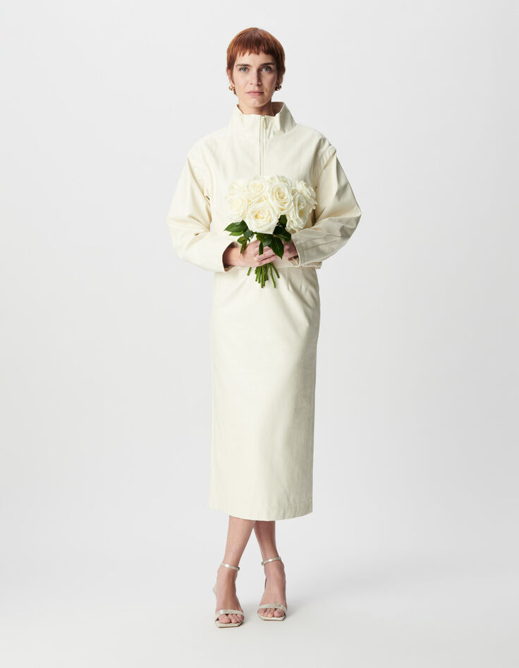 Wit rockjack met afneembare mouwen Dames-1