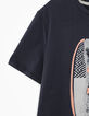 Navy T-shirt met doodshoofd en fluo-accenten -3