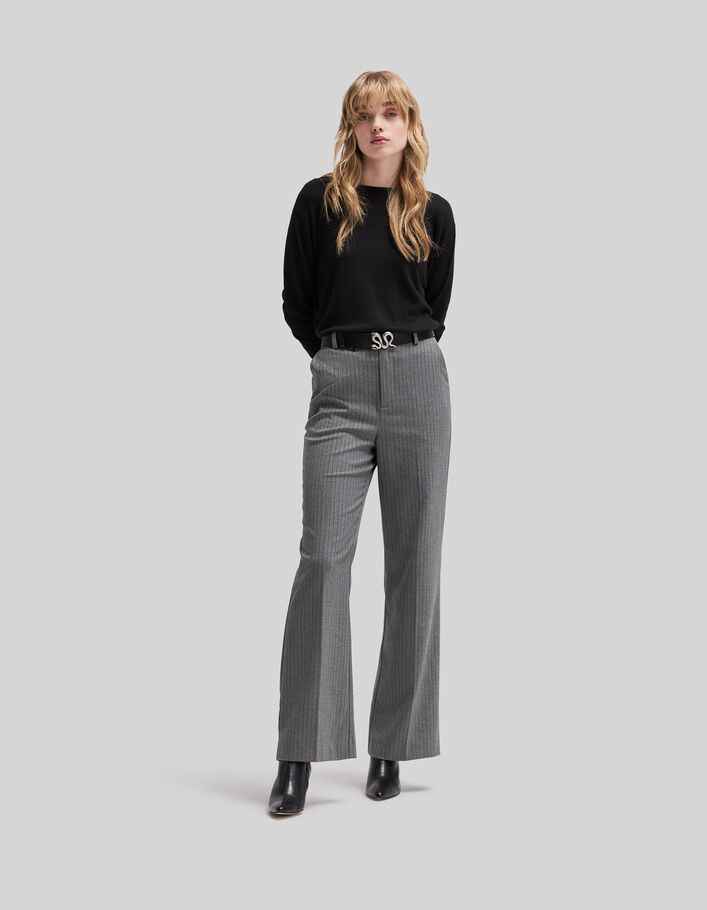 Cárdigan punto tricot negro reversible mujer-1