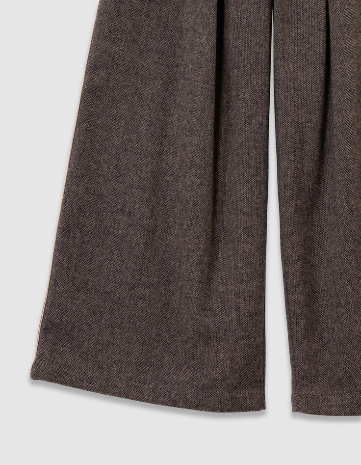 Weite Braune Mädchenhose melierter Flanell-6 Weite Braune Mädchenhose melierter Flanell-6