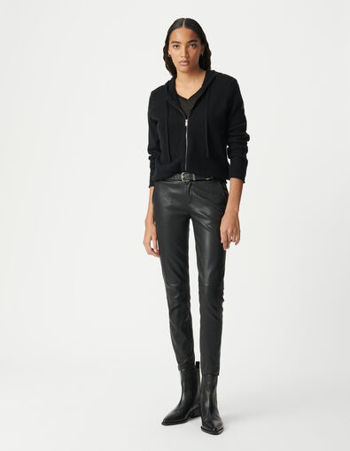 Cárdigan negro cuello V 100 % cachemira mujer - IKKS