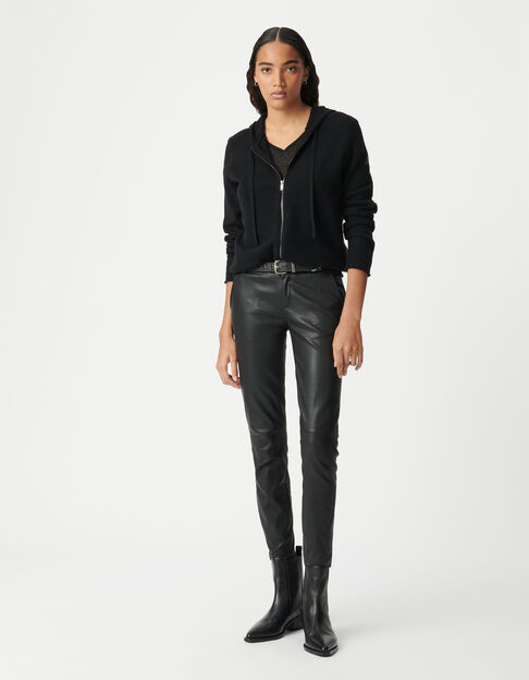 Cárdigan negro cuello V 100 % cachemira mujer - IKKS