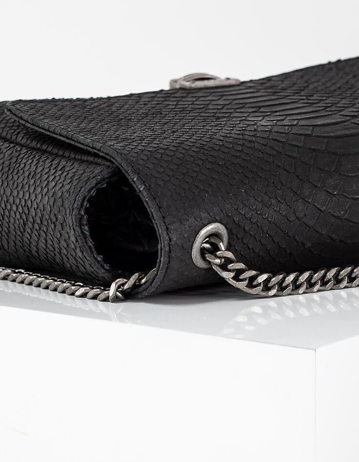 Cartera The Camera Girl de cuero negro efecto cobra mujer-3