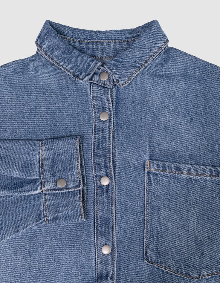 Camisa vaquera azul oversize niña-5