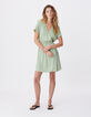 Women&rsquo;s flowing green wrap-style dress-3