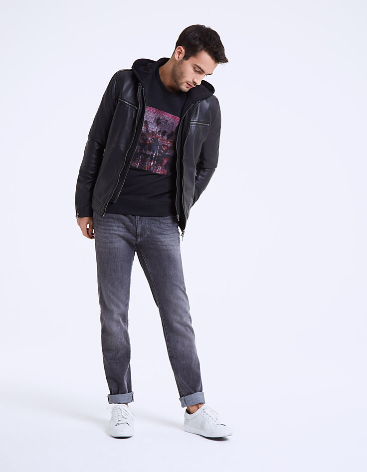 Sweat molleton noir brodé palmiers Homme-6 Sweat molleton noir brodé palmiers Homme-6