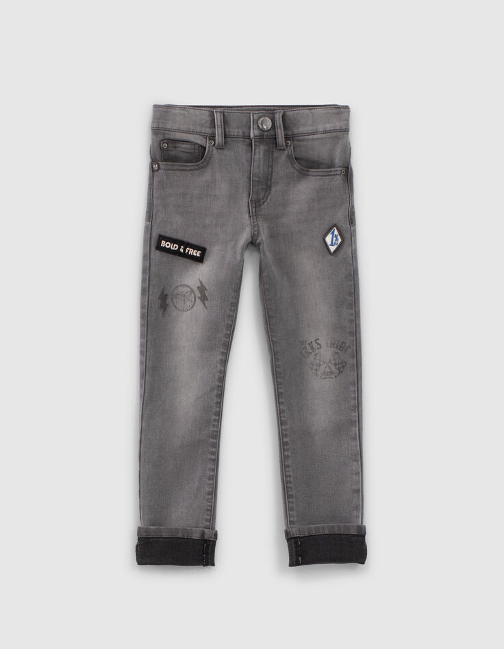 Jean skinny gris avec patchs gar&ccedil;on-1