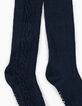 Girls’ navy knitted tights with cable knit down legs-3