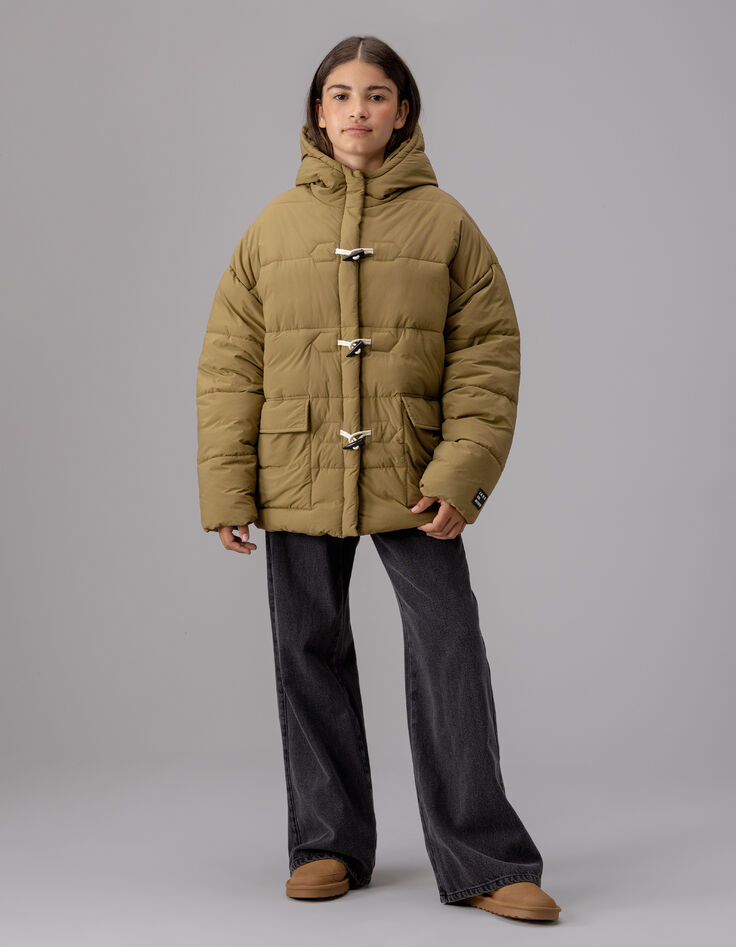 Manteau court kaki matelassé fille-10 Manteau court kaki matelassé fille-10