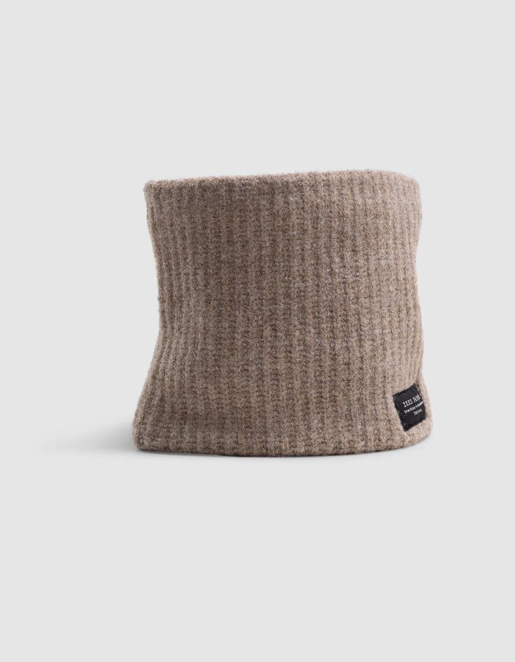 Snood camel tricot fourré grosses côtes garçon-5