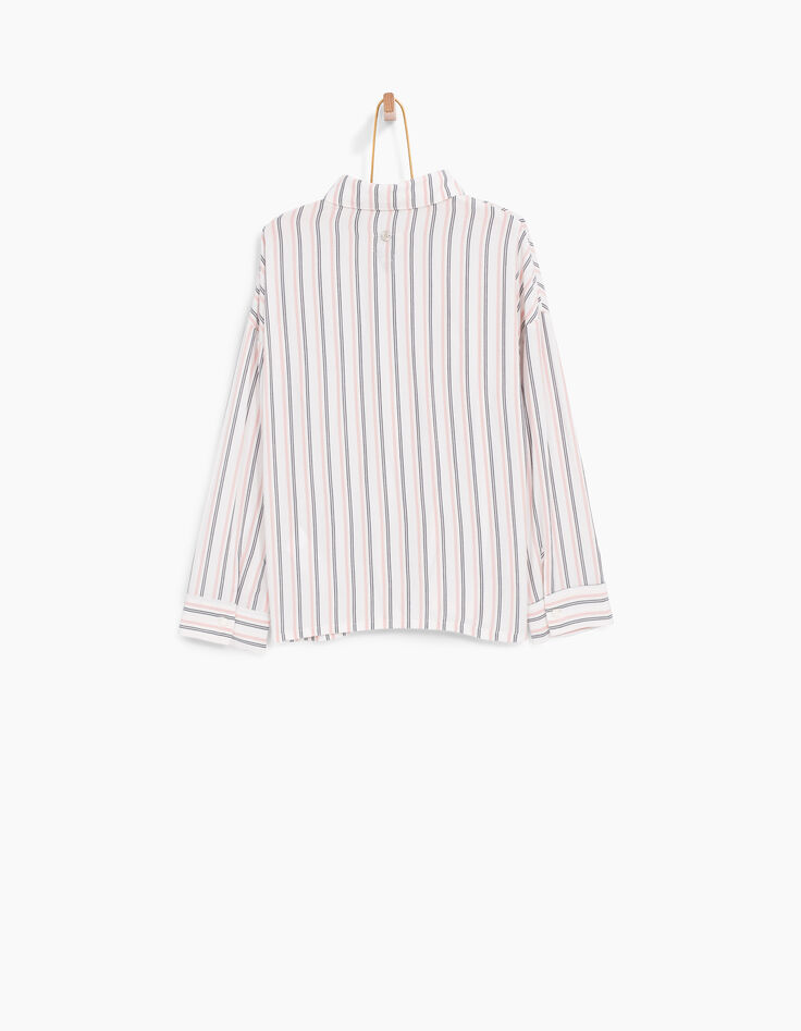 Chemise blanche à rayures marine et rose fille-3