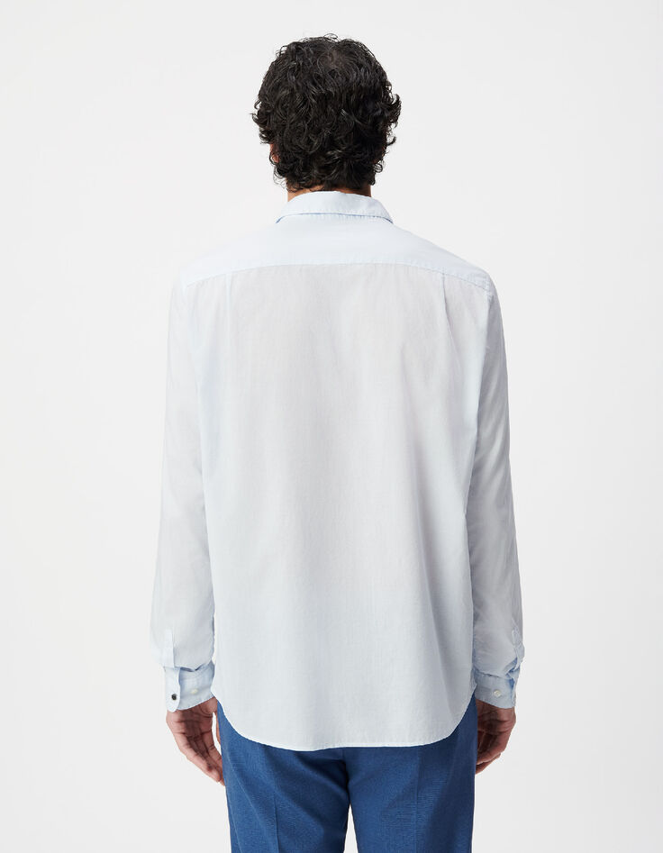 Camisa minimalista slim-fit azul de algod&oacute;n org&aacute;nico-3