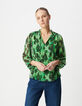 Blouse verte polyester recyclé imprimé abstrait Femme-2