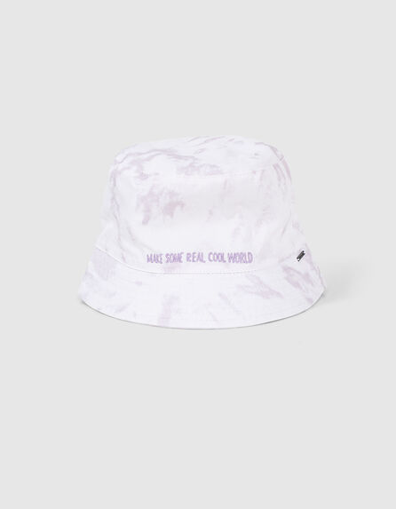 Girls’ off-white and violet embroidered tie-dye sunhat