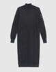 Vestido jersey gris punto cuello chimenea mujer-5