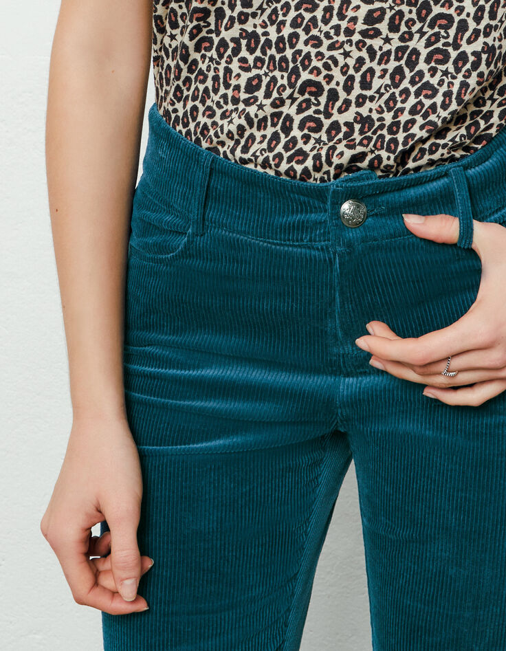 Pantal&oacute;n flare pana azul pizarra mujer-4