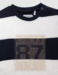 Camiseta azul marino algod&oacute;n rayas blancas beb&eacute; ni&ntilde;o-4